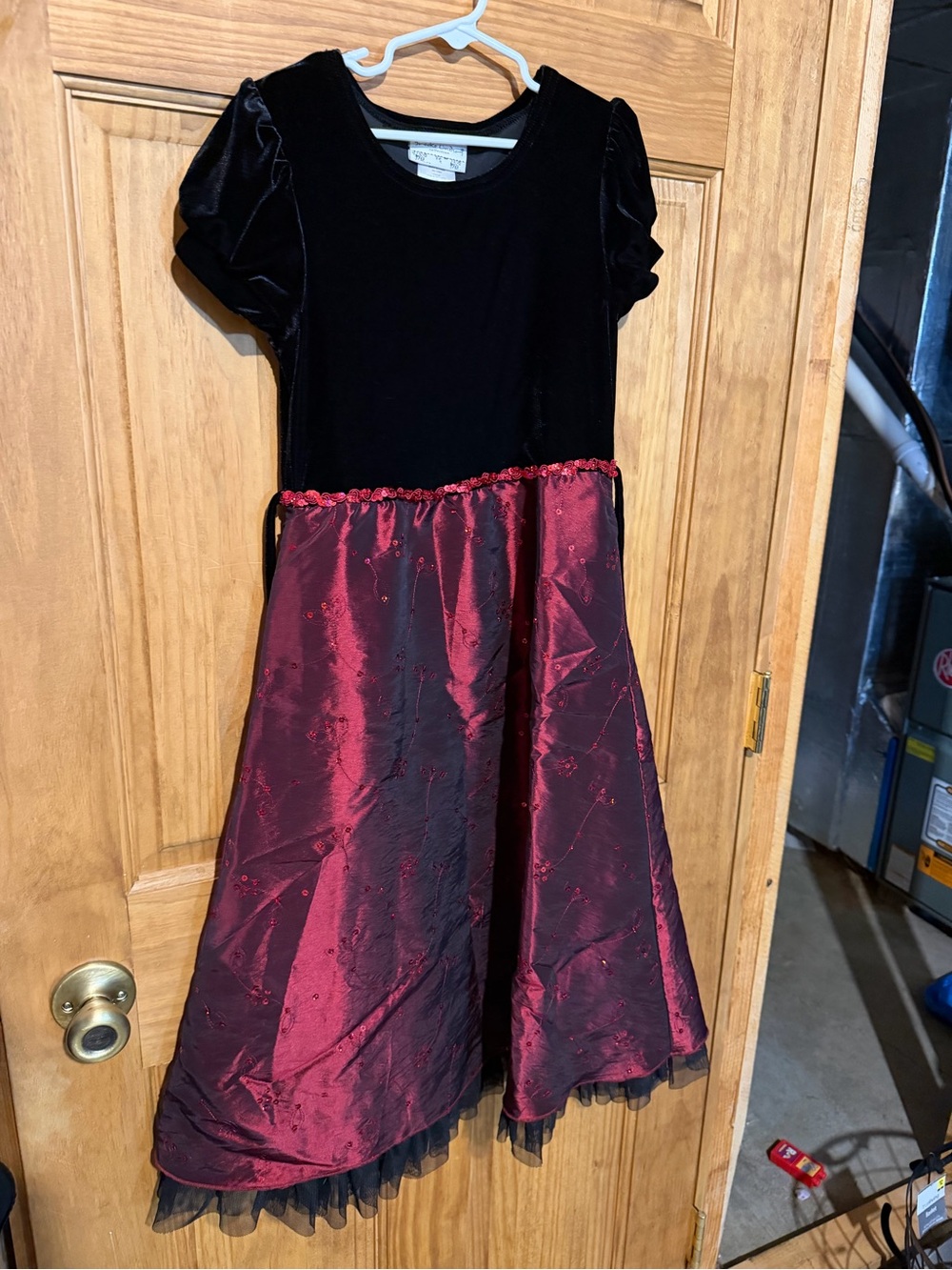 Black and Burgundy Girls' Costume Dress - Elegant Party Wear